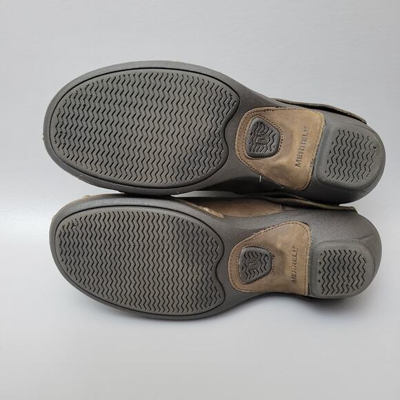 Merrell Womens 8.5 Clogs Mules Luxe Wrap Bitter Chocolate Brown Leather Shoes - Picture 12 of 13